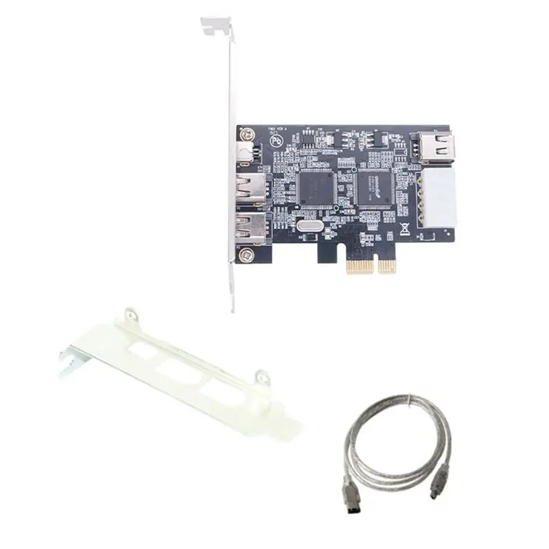 PCI-E 1X IEEE 1394A 4 Port(3+1) Firewire Card Adapter 1394 A Pcie PC+Metal Firewire Card +6 Pin To 4 Pin IEEE 1394 Cable-ELEC