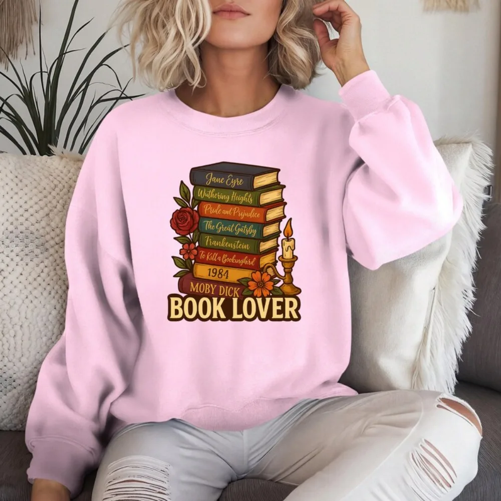 

Толстовка для любителей книг, классическая литература, эстетическая одежда с круглым вырезом, винтажный подарок для книг для читателей, учителей, футболка, пуловер унисекс