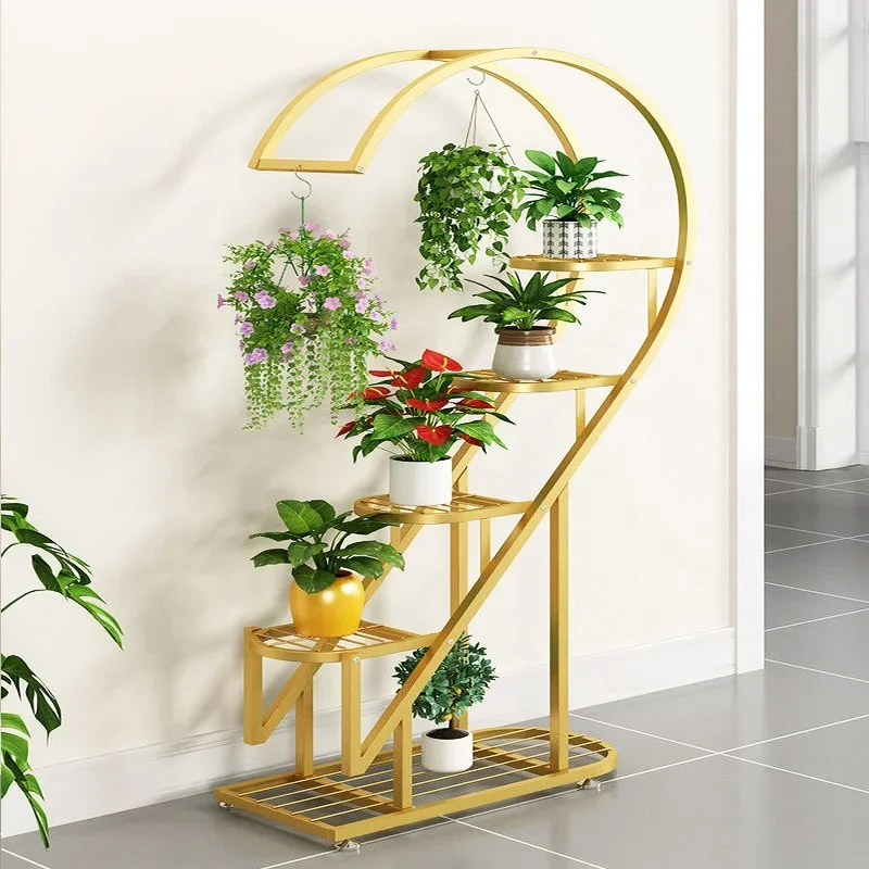 Multi-layer Tiers Metal Plant Stands Holders Wrought Iron Plant Shelf Heart-shaped Flower Stand Metal Display Stands