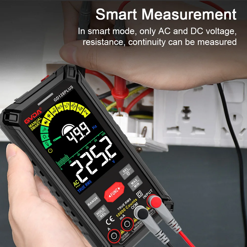 Gvda Smart Digitale Multimeter 9999 Telt Lcd-Kleurendisplay Dc Ac Voltage Stroom True Rms Multimetro Oplaadbare Multitester