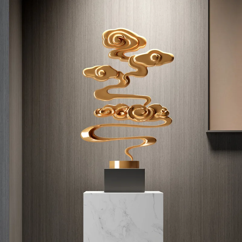 New Chinese Style Auspicious Cloud Sculpture Floor Standing Home Decor Ornament for Entryway Foyer Living Room Decoration