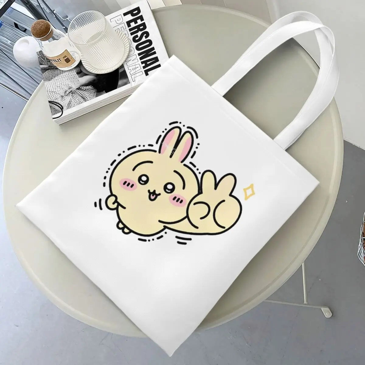 Cute Chiikawa Kawaii Cartoon Canvas Tote Handbag Japanese Anime Shoulder Bags Large Capacity Shopper Bags for Unisex