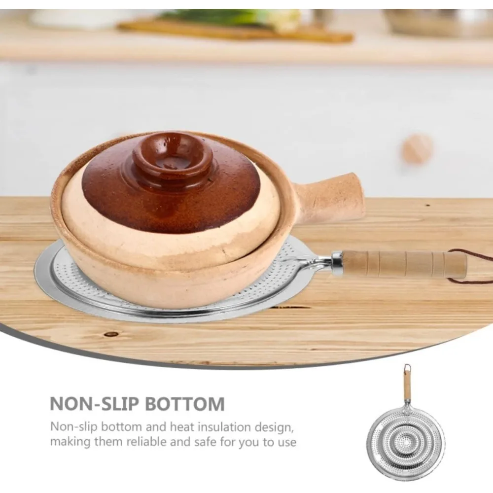 أوانٍ من الستانليس ستيل منصات إجراء الحرارة منصات مقابض خشبية المنزلية مقاومة للحرارة منصات عازلة للحرارة أواني المطبخ #3