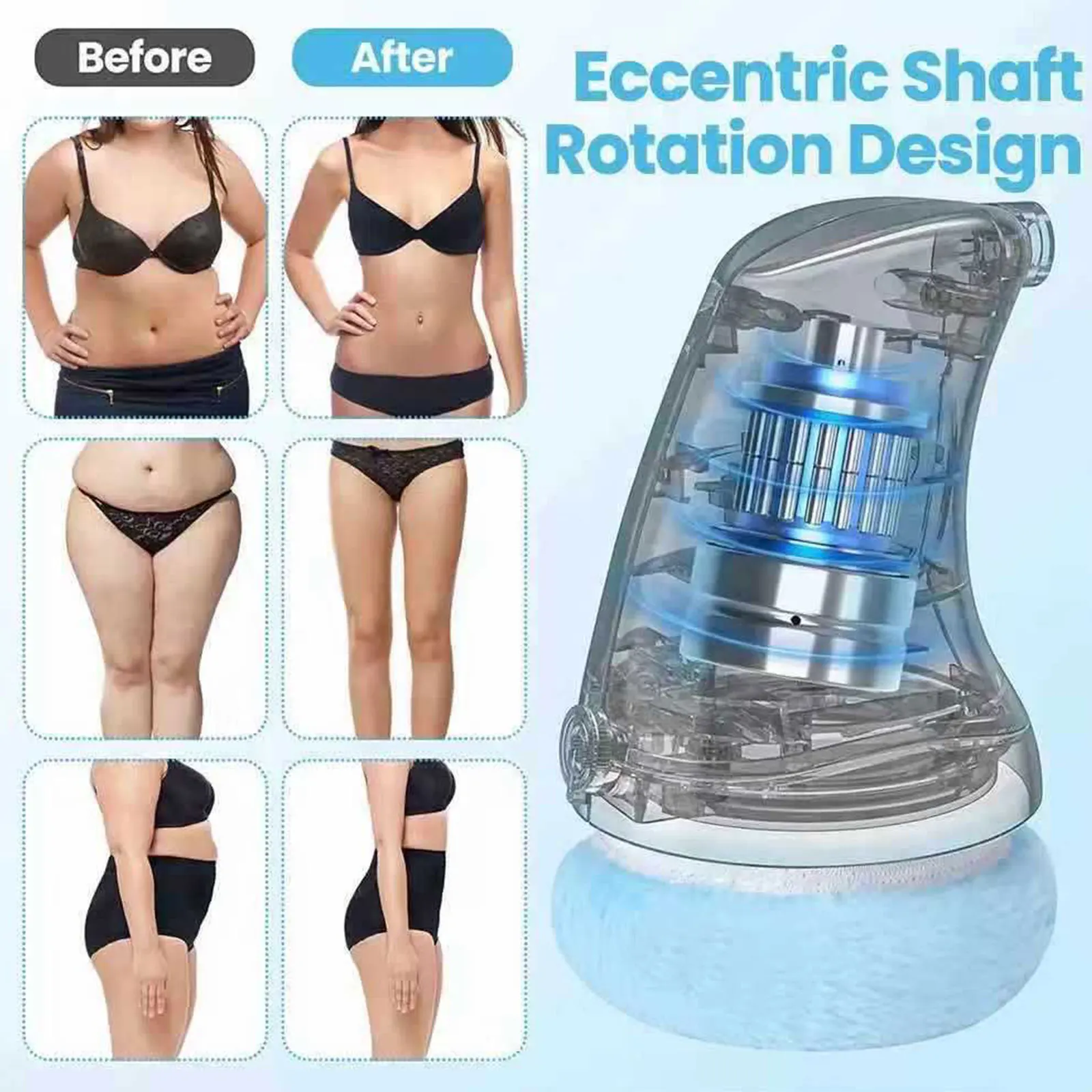 

Handheld Anti Cellulite Massager with 3 Reusable Pads Electric Handheld Cellulite Remover for Belly Waist Neck Buttocks Legs