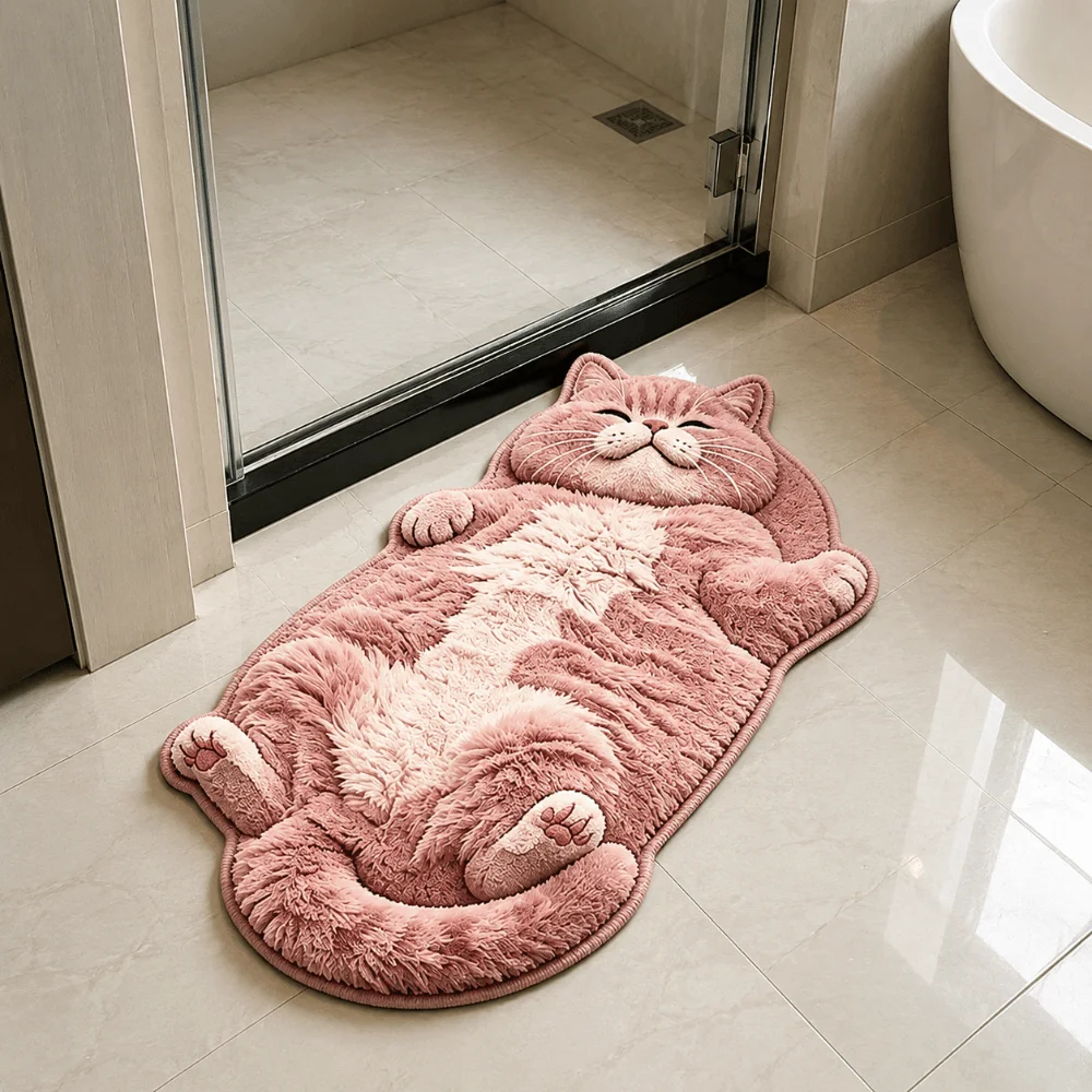 Soft Non-Slip Cat-Shaped Area Rug Anti-fouling Easy to Clean Home Decor Carpet Cartoon Carpet Bedrooms