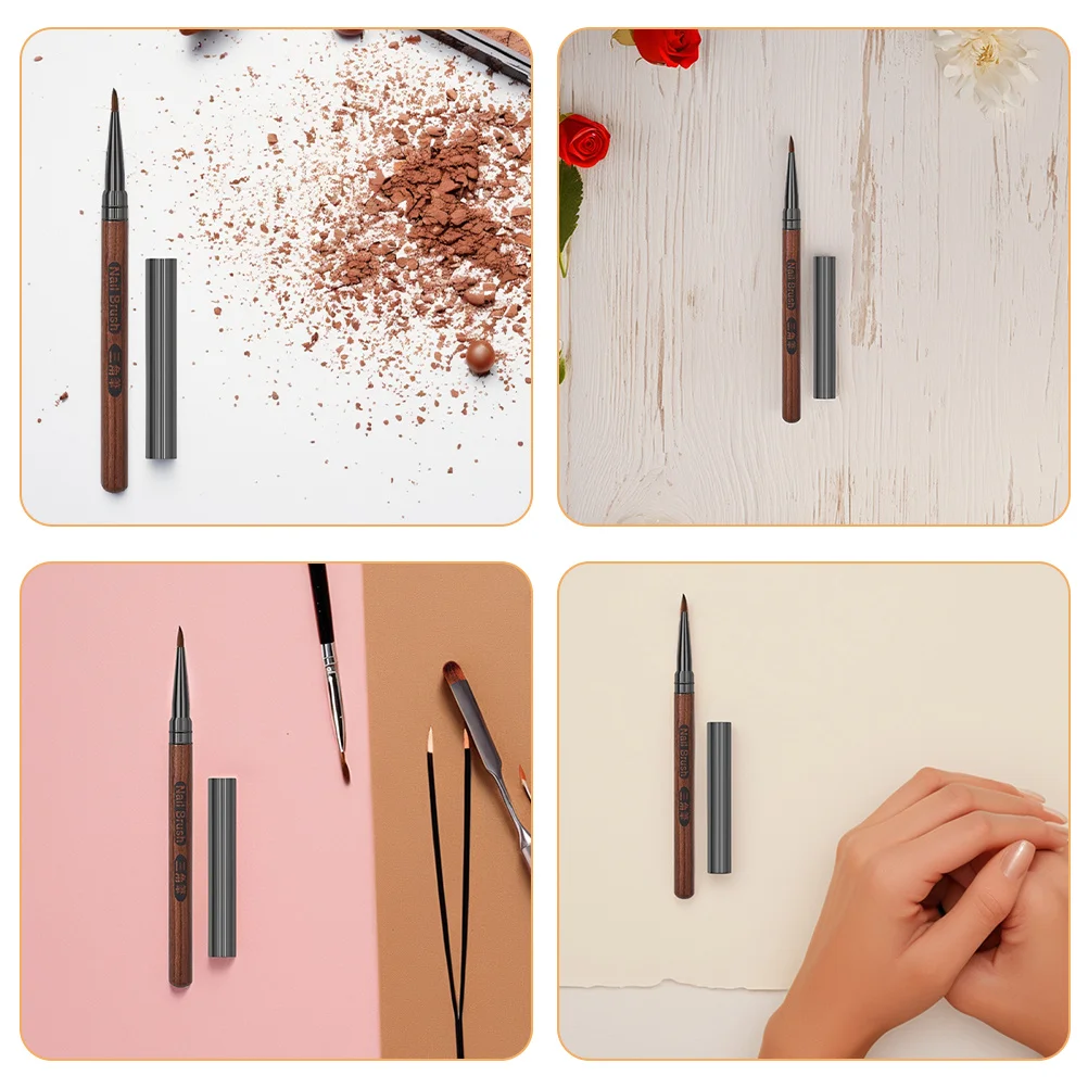 샌달우드 네일 펜 캡 삼각형 핸들 인체공학적 그립 네일 아트 라이너 펜 매니큐어 페인팅 브러쉬 엠보싱 도구