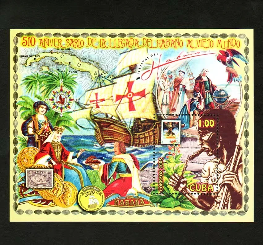 1 hoja de sellos postales del Caribe, 2003 Columbus Discovers America, sellos de hoja de recuerdo MNH
