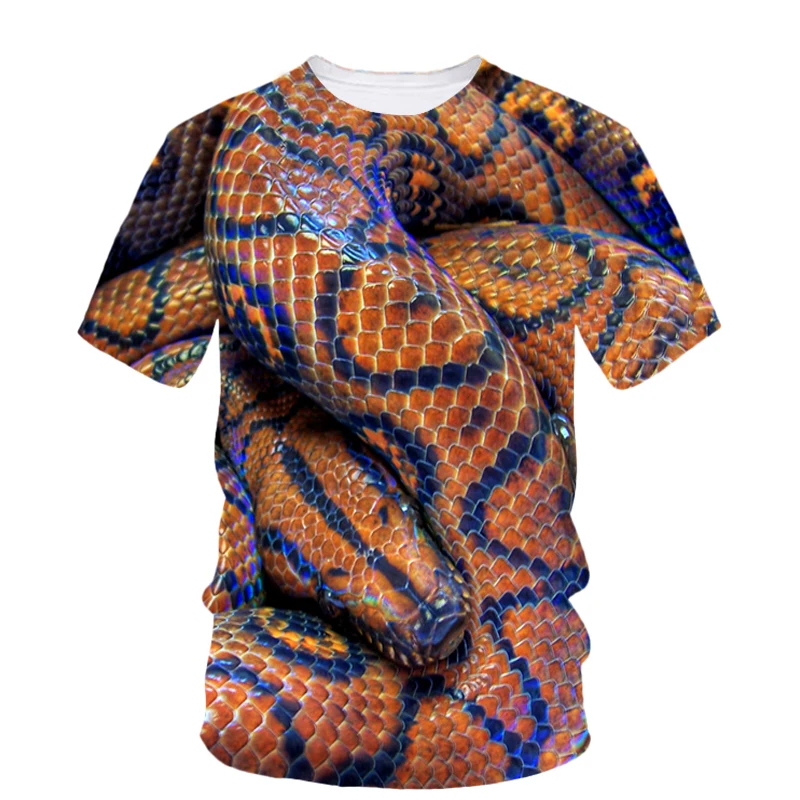 Scary Animal Python 3d Printed T-Shirt New Summer Men's T-Shirt Fashion Creative Tough Guy Hip Hop Casual Funny O Collar Top