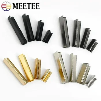 10Pcs Meetee 10-60mm 금속 테일 클립 버클 스트랩 멜빵 벨트 테일 잠금 지갑 가죽 스토퍼 버클 코드 엔드 액세서리