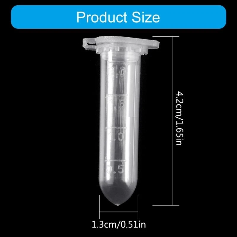100pcs 2ml centrifuge หลอดที่มี CAP Scale Scale Vials Test Containers สำหรับโรงเรียนทดลองห้องปฏิบัติการ