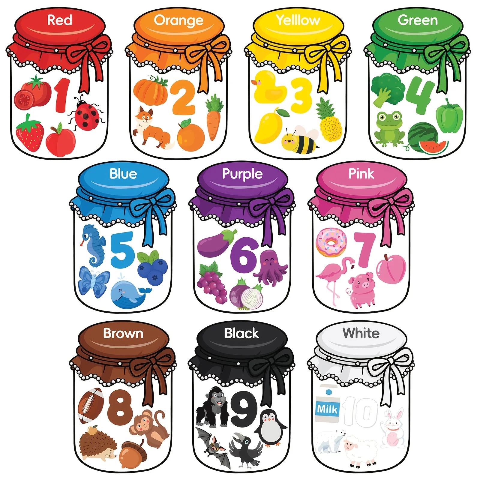 10 Pieces of Magnetic Color Classification Set, Magnetic Refrigerator Stickers, Home Decoration (Gift for School Start Season)