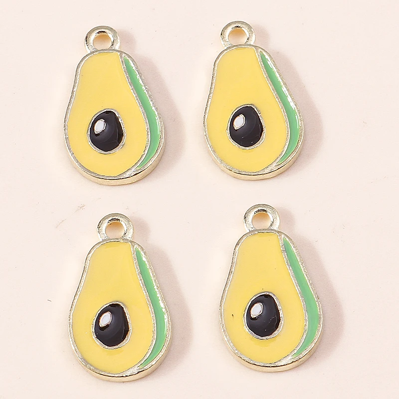 

20pcs 11x18mm Cute Fruit Charms Enamel Food Avocado Charms Pendants for Jewelry Making DIY Earrings Necklaces Bracelets Gifts