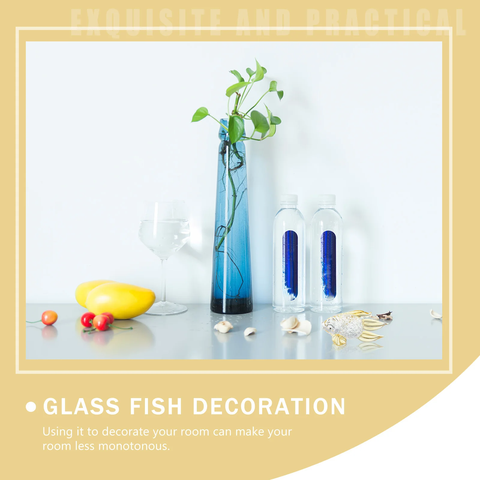

1Pcs Glass Goldfish Decoration Eco Friendly Desktop Ornament Home Office Aquarium Decoration Artistic Fish Tank Ornament Gift