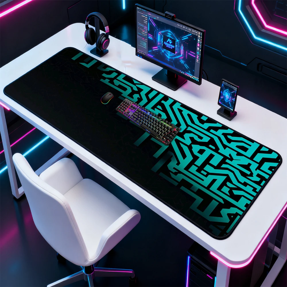 Cyber Circuit Mouse Pad 120x60 Rubber Nonslip Geometric Deskmat Gaming Mousepad Abstract Large 130x60 1400x600 100x60 Desk Mats