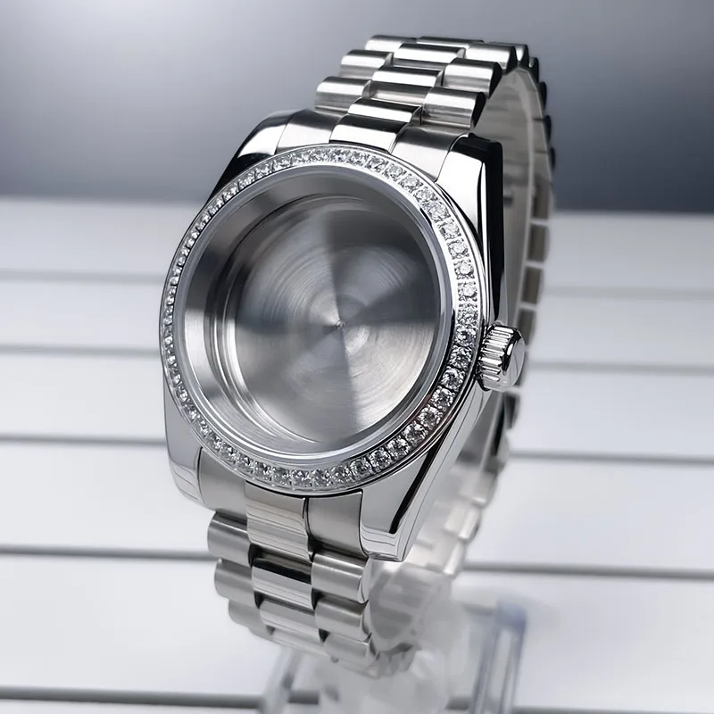 36mm/39mm Diamant Lünette NH35 Fall DJ Präsident Jubile Strap Saphirglas Mod Für NH35 NH36 Bewegung uhr Zubehör Teile – Detail 8