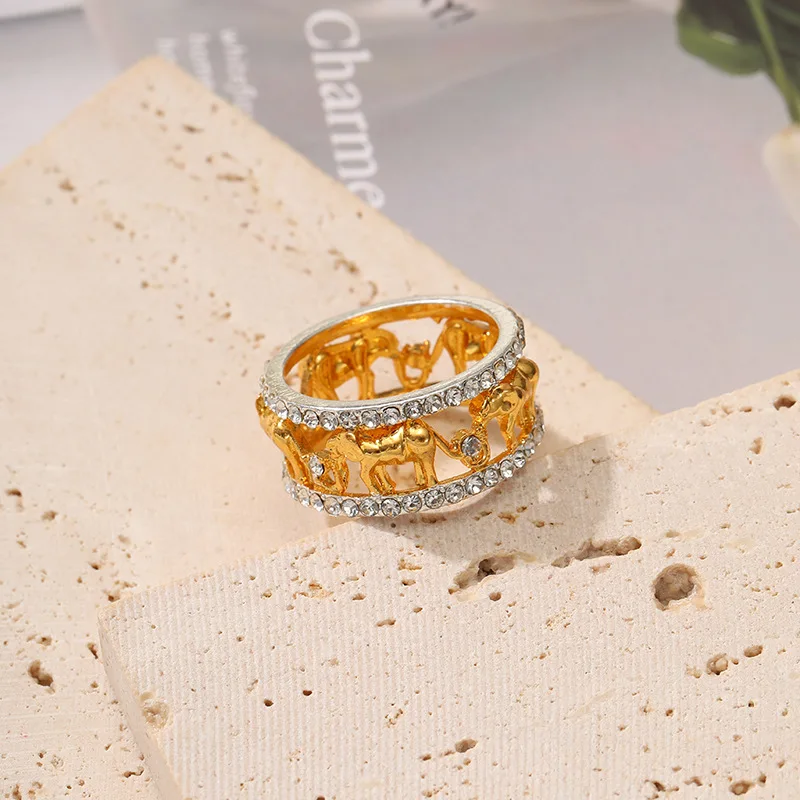 Yunjin TEMU cross-border Jewelry Ring Elephant Ring Diamond Ring Simple Ring Manufacturers Wholesale