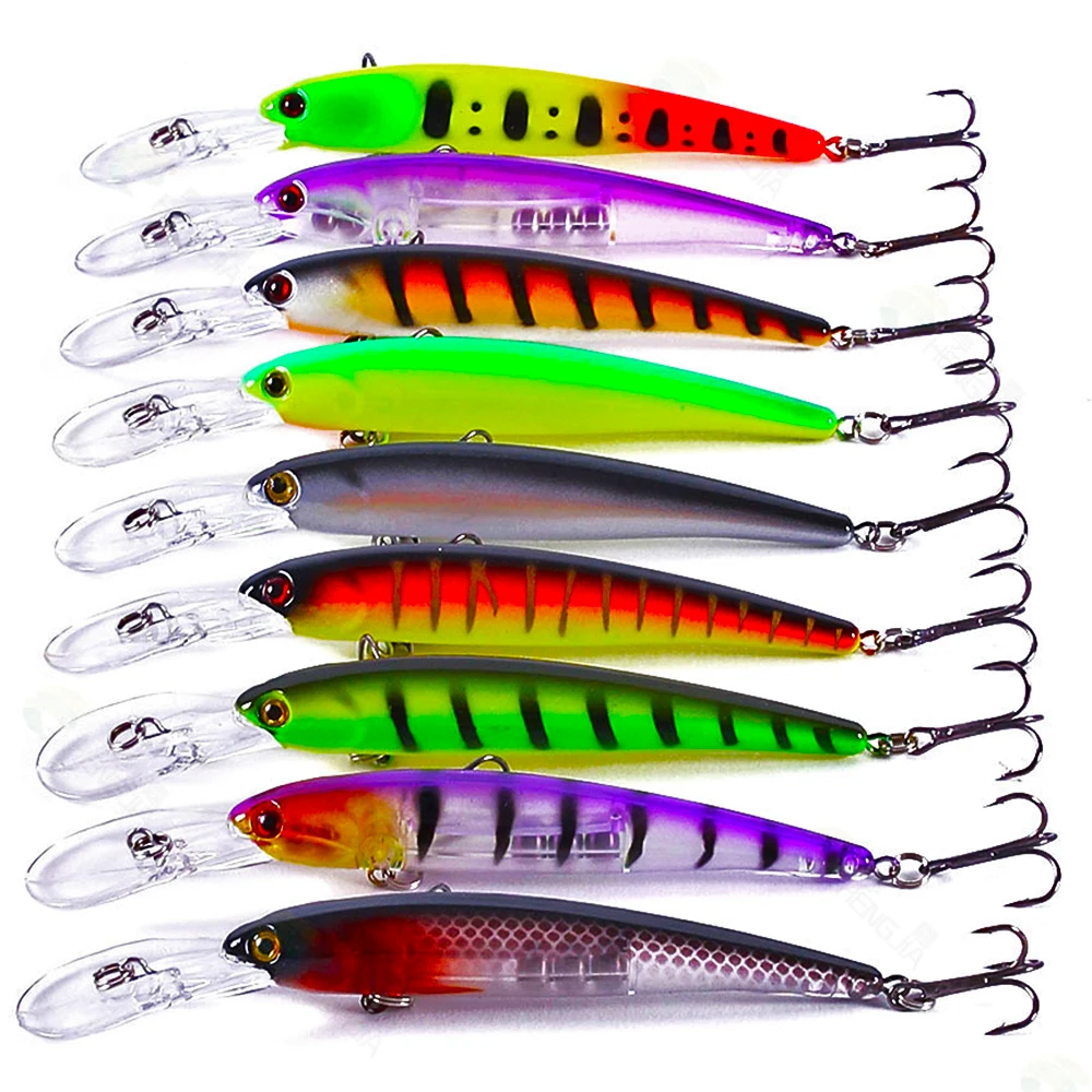 10pcs Bandit Wobbler 12.5cm 11g Long Lip Minnow Fishing Lure Deep Swimbait Dropshot Artificial Pesca Hard Fish Floating Jerkbait