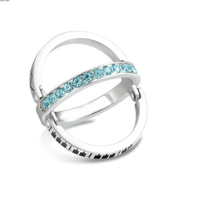 Anime Hatsun-Miku Width Rings for Women Men Silver Color Blue Zirconia Changable Ring Unisex Cosplay Party Jewelry Gift