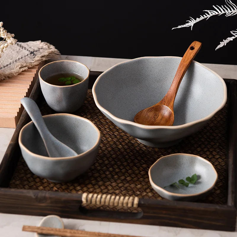 

YFY dishes set, one-person food tableware, household ceramic dishes and chopsticks, Japanese noodle bowl, plate, spoon