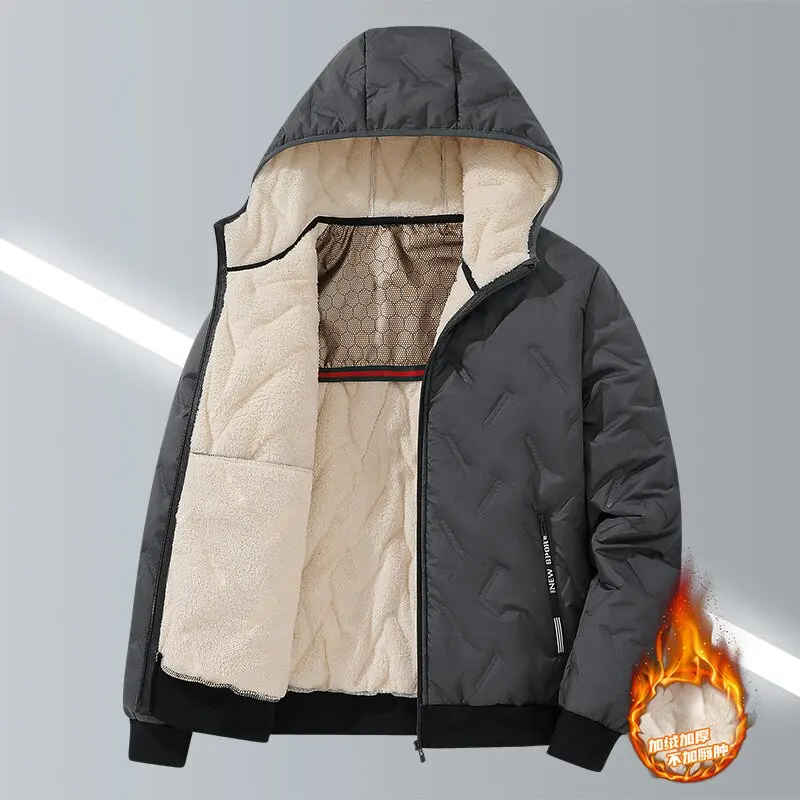 2024 Winter neue Mode plus Fleece dicke warme Baumwolle gepolsterte Jacke Herren lässig locker bequem große Kapuzen mantel M-5XL