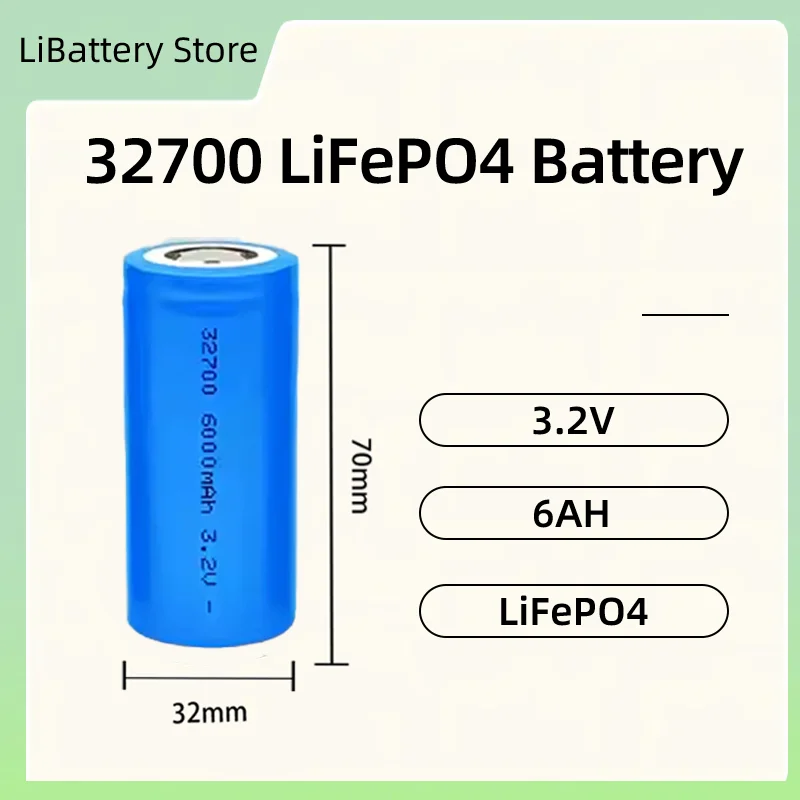 

32700 6AH 3.2V Lifepo4 Cylindrical Lifepo4 Battery Cells 32700 6000mah