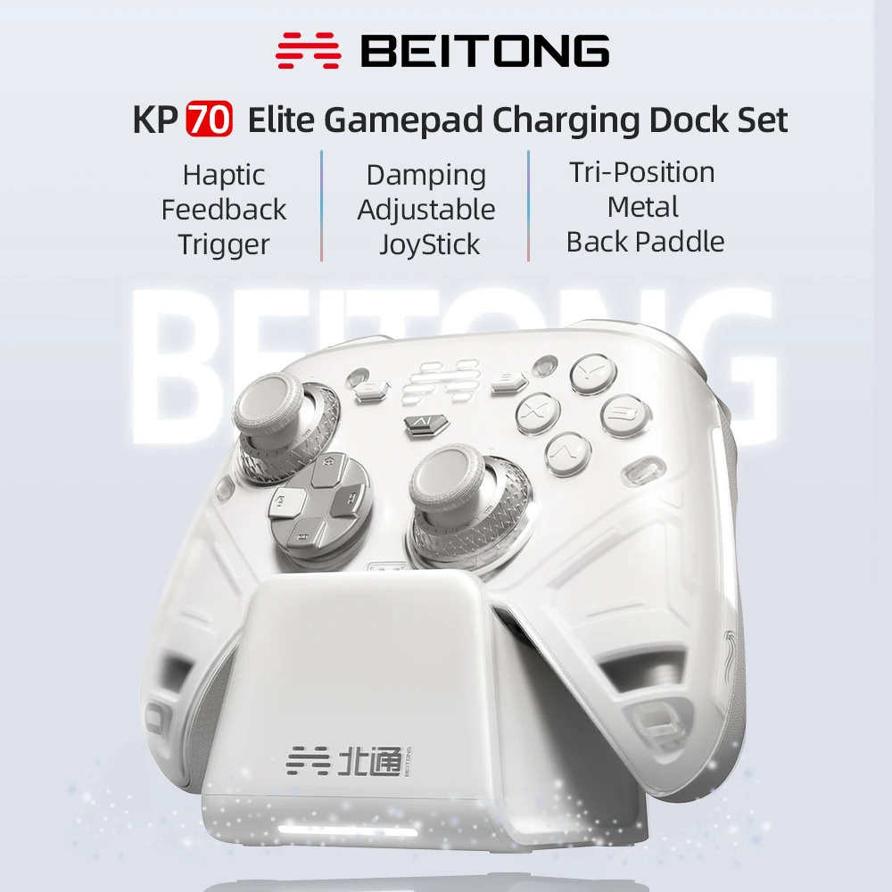 BEITONG KP70 Gamepad Haptic Feedback Elite Dual Auto-Sense Trigger Wireless Game Controller für PC/Switch/Android/iOS/Steam