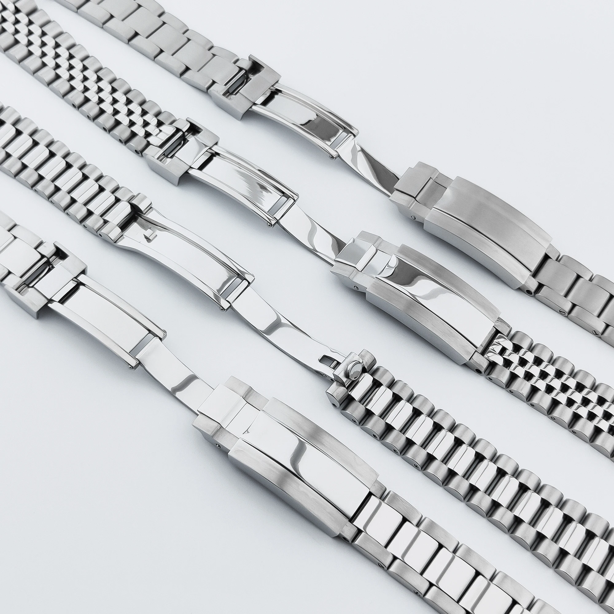 Neiton 20 مللي متر الفضة الرئاسية الصلبة سوار 904L الفولاذ المقاوم للصدأ الإنزلاق قفل المشبك معصمه ل Sub Log NH34 NH35 ساعة