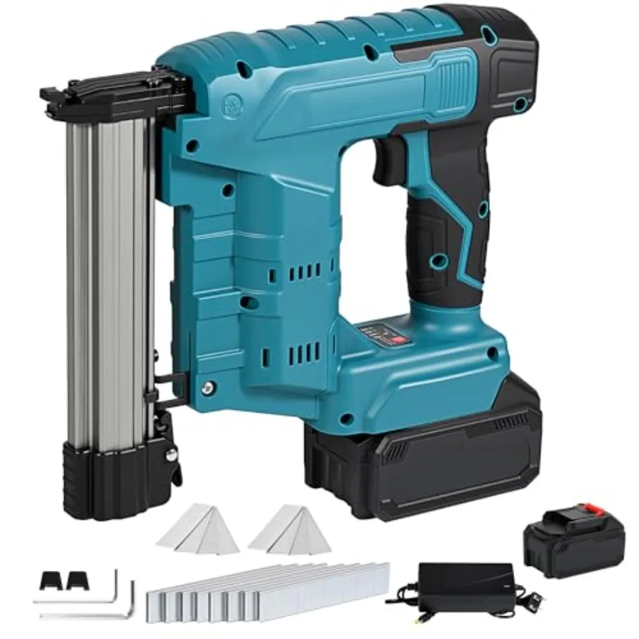 

Аккумуляторный гвоздезабиватель (нейлер) 18 калибра с батареей 21В 4.0Ач, для непрерывной/одиночной стрельбы гвоздями-гвоздиками и скобами-коронками по дереву