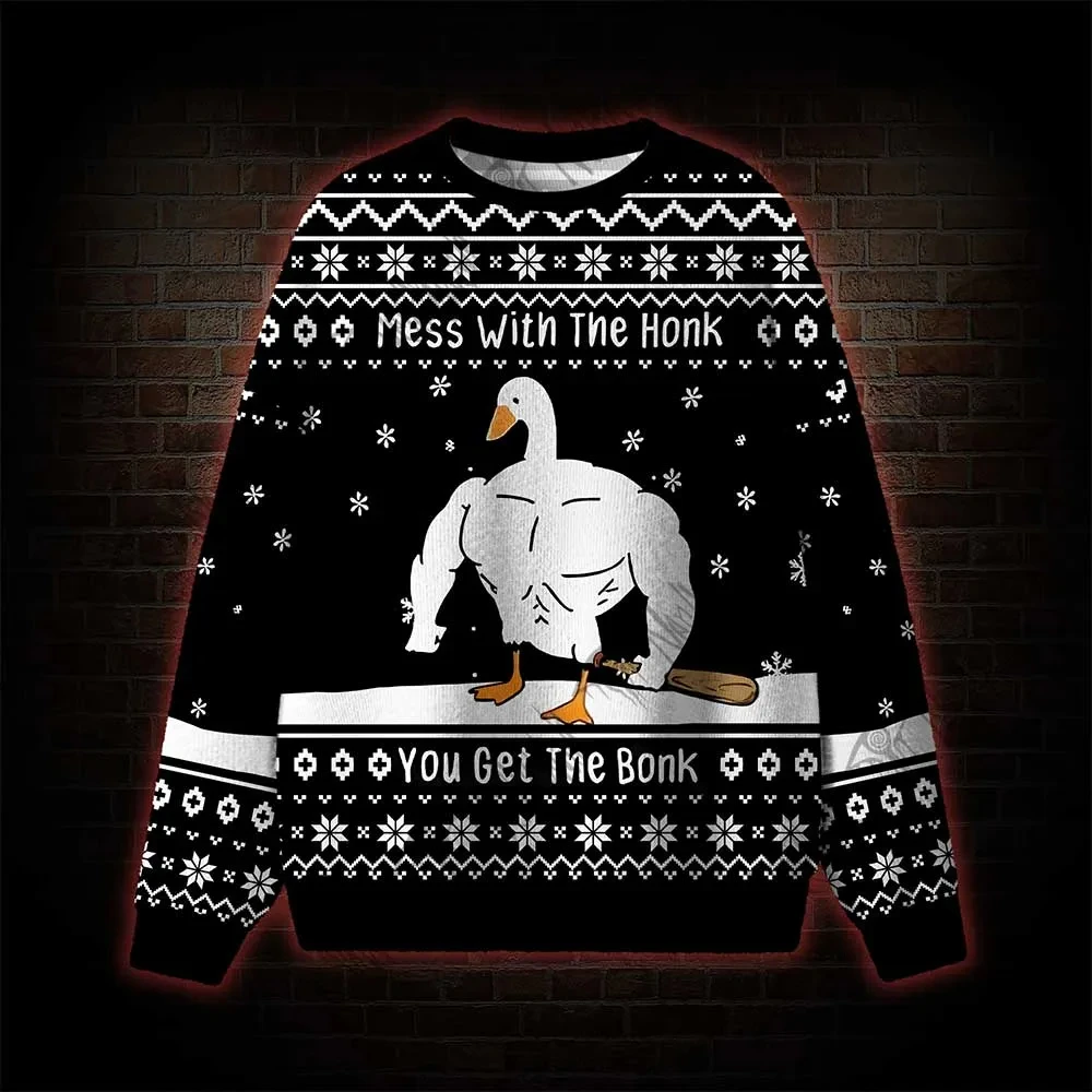 Mess With the Honk You Get the Bonk Ugly Толстовки мужские осенне-зимние свитера с длинными рукавами забавная мужская модная одежда 2026