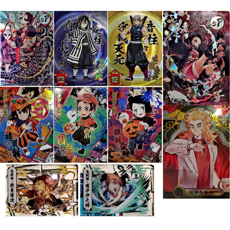 

Коллекционные карточки по японскому аниме Demon Slayer SSP EX с Камадо Танджиро и Ренгоку Кёджуро, подарки на Рождество и день рождения, детские игрушки