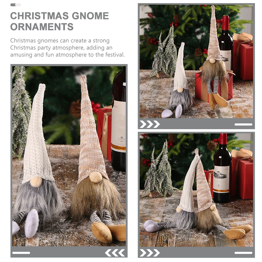 

2Pcs Christmas Gnomes Holiday Desktop Ornaments Xmas Tabletop Decorations Christmas Room Decor Indoor Centerpiece