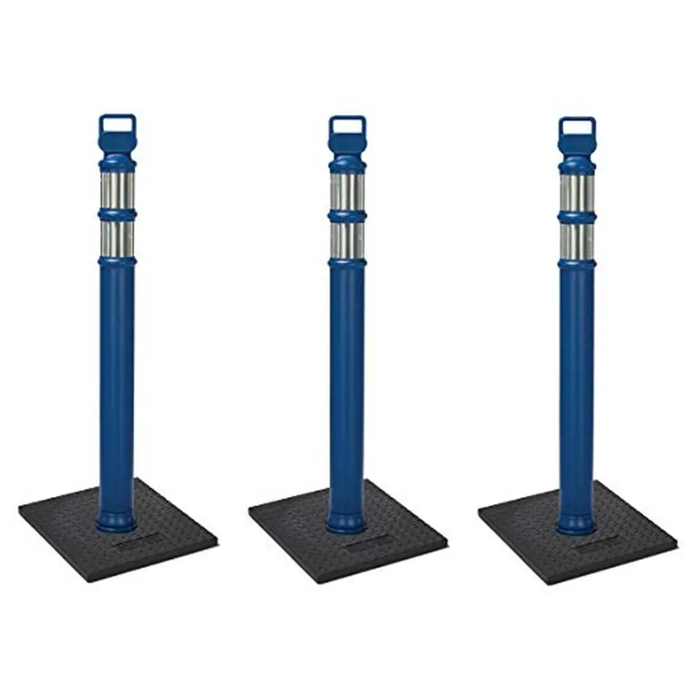 

EZ Grab Delineator Post 45 дюймов, синий, 3 шт., многоцелевой барьер и дорожный конус, светоотражающие ошейники высокой видимости, сверхмощные