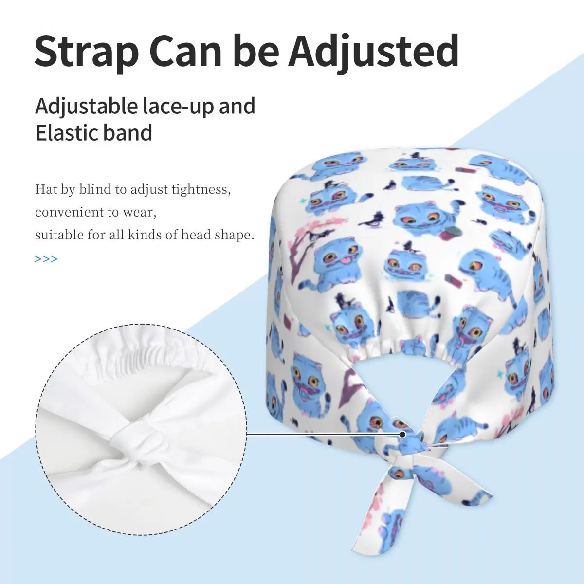 Krankenschwester-Hüte, KPop, Dämonenjäger, Arbeits-Peeling-Mütze, Tiger, trendige medizinische Mütze, verstellbar, für Unisex, grafische Arbeitsmütze mit Raffhalter