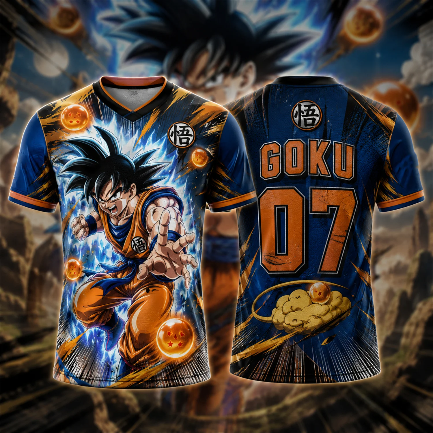 Classic Dragon Ball Z Goku Flying Nimbus Theme Short Sleeve Jersey For Men Youth Kids Fans Soft Daily Training Breathable Tee