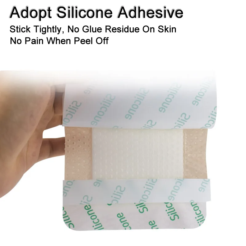 1Pcs Silicone Foam Dressing with Border Adhesive Sterilized Waterproof Wound Dressing Plaster Bandage Home Travel First Aid Kit