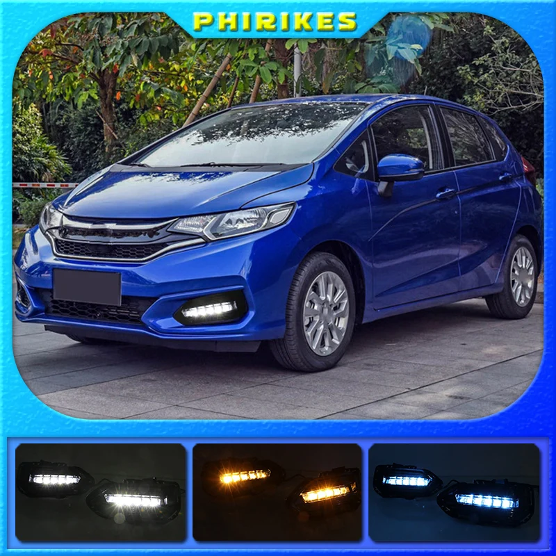 

2PCS LED Daytime Running Light For Honda Fit Jazz 2018 2019 Car Accessories Waterproof 12V DRL LED Fog Lamp Decoration