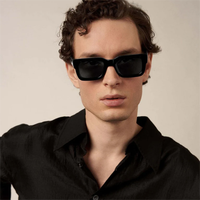 SHEEN KELLY Retro Thick Rectangle Chunky Sunglasses Women Men Trendy Narrow Square Black Tortie Frame Fashion 90s Glasses