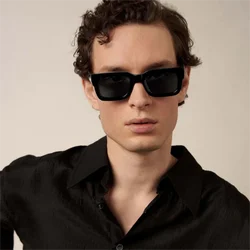 SHEEN KELLY Retro Thick Rectangle Chunky Sunglasses Women Men Trendy Narrow Square Black Tortie Frame Fashion 90s Glasses