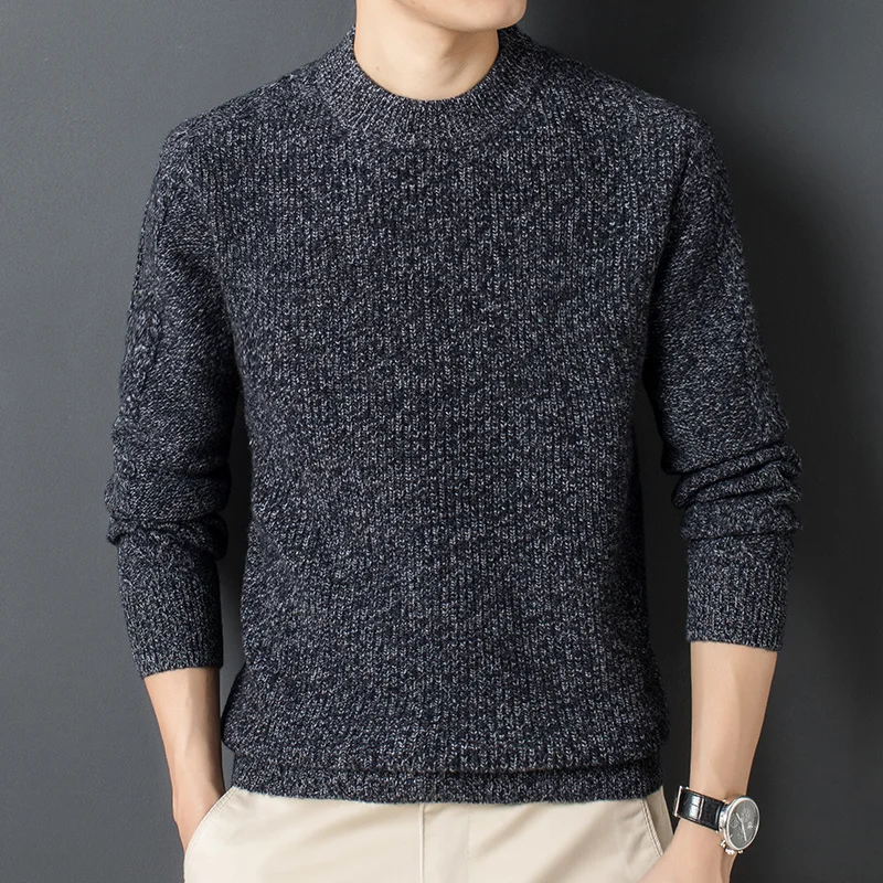 

pure Winter round sweater wool men's 200% neck thickened bottoming sweater pullover sweater.