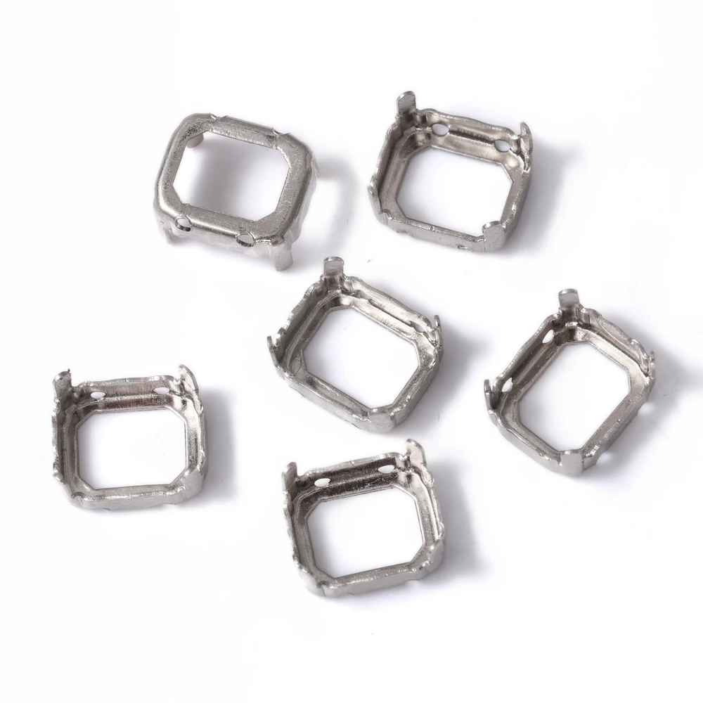 10x12 مللي متر الإطار المثمن لأحجار الراين الخياطة الذهبية على أحجار الراين قاعدة إبرة أجزاء العمل الجوف خارج رشاقته النحاس قاعدة مخالب #5