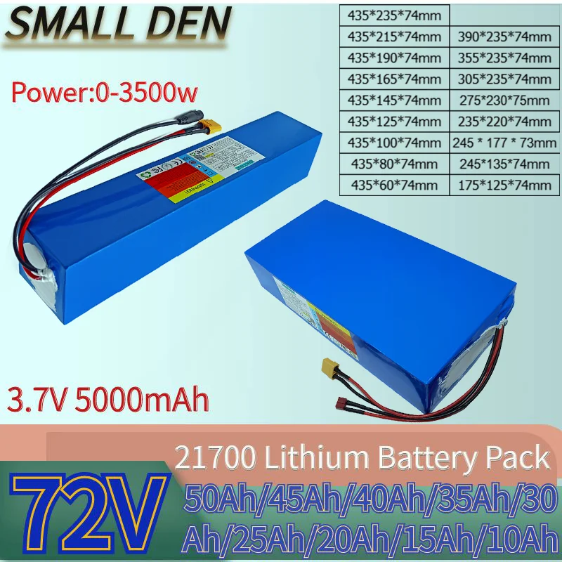 72V 50Ah 40Ah 30Ah 20Ah 21700 lithium battery pack with built-in BMS 0-3500W motor high-power rechargeable battery tax exempt