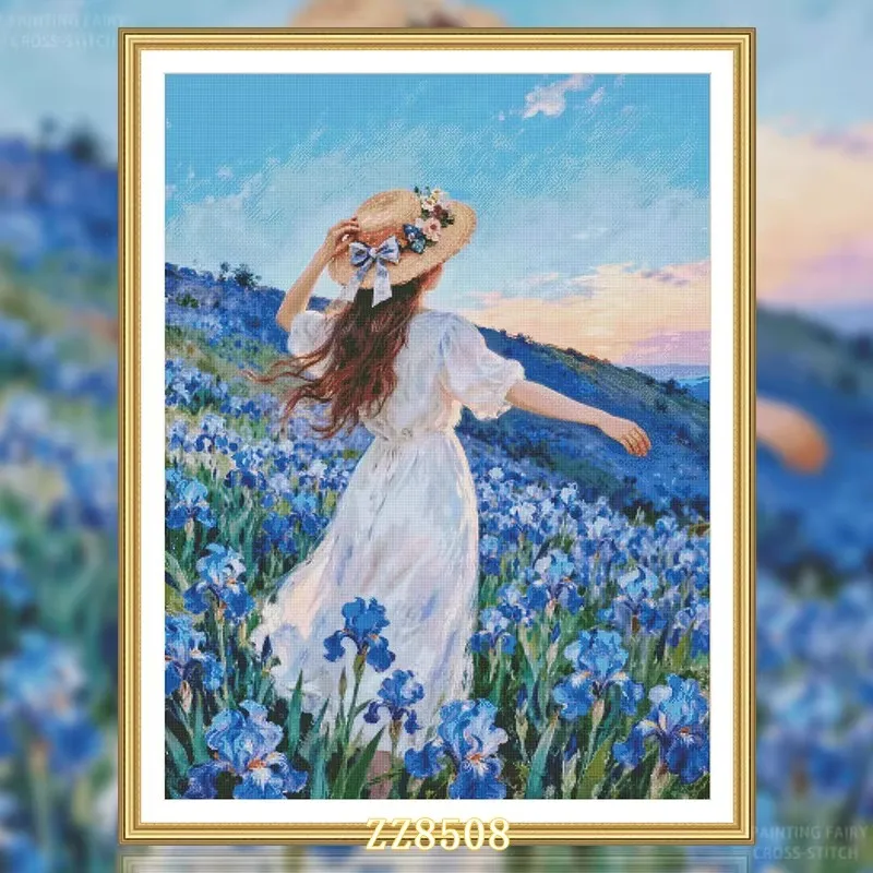 

ZZ8508 - Girl 14CT 16CT 18CT Stamped Cross Stitch DIY Set Pattern Kit Needlework Embroidery 126 Colors