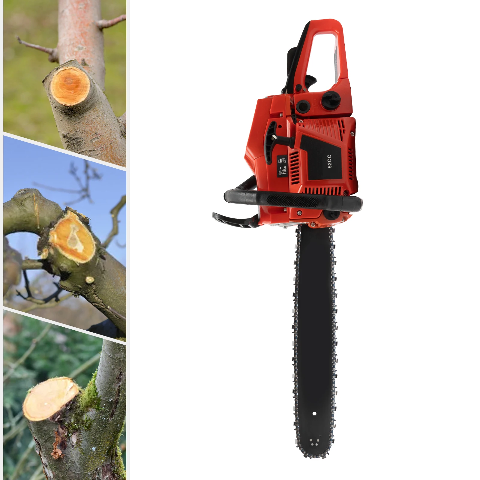Gasoline Chainsaw, 52cc 2.2Kw, 2-Stroke Engine, 20 Inch Chainsaw, For Wood Cutting Forest Harvesting