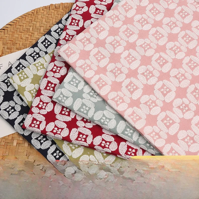 

Handmade Embroidery Fabric Circle Pattern Bag Cover Notebook Jacket Cotton Linen Professional Design Home Fabric Sponge Pad