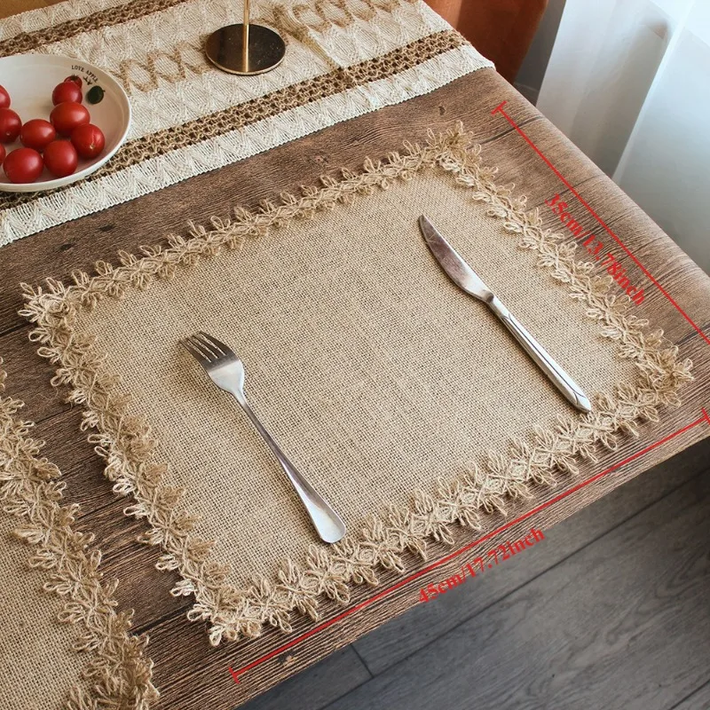 Nordic Jute Braided Placemat Cotton Linen Heat Resistant Dining Table Mat Insulated Pad Food Shooting Prop Household Table Decor