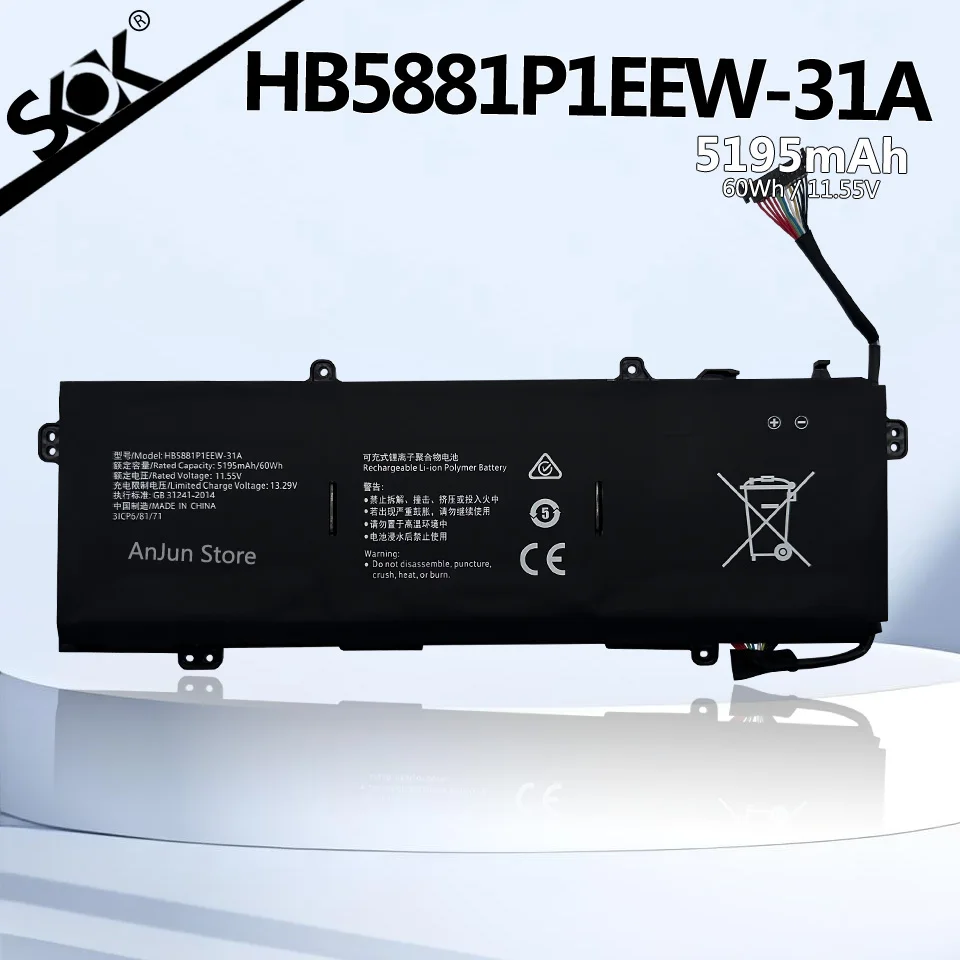 

Совершенно новый аккумулятор для ноутбука HB5881P1EEW-31A 11,55 В 60 Втч для HONOR HGE-W56 HGE-W76 HGE-WX6 MagicBook FRI-F56 MagicBook