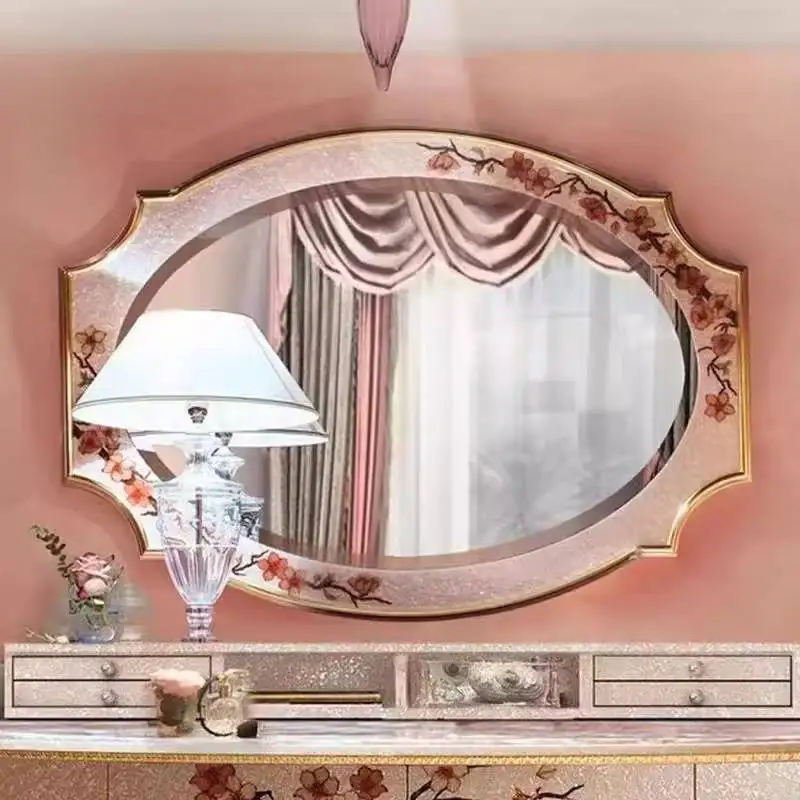 Europe Hidden Makeup Vanity Desk Luxury Drawer Pink Mirror Makeup Vanity Desk Vintage Modern Kaptafel Furniture For Bedrooms
