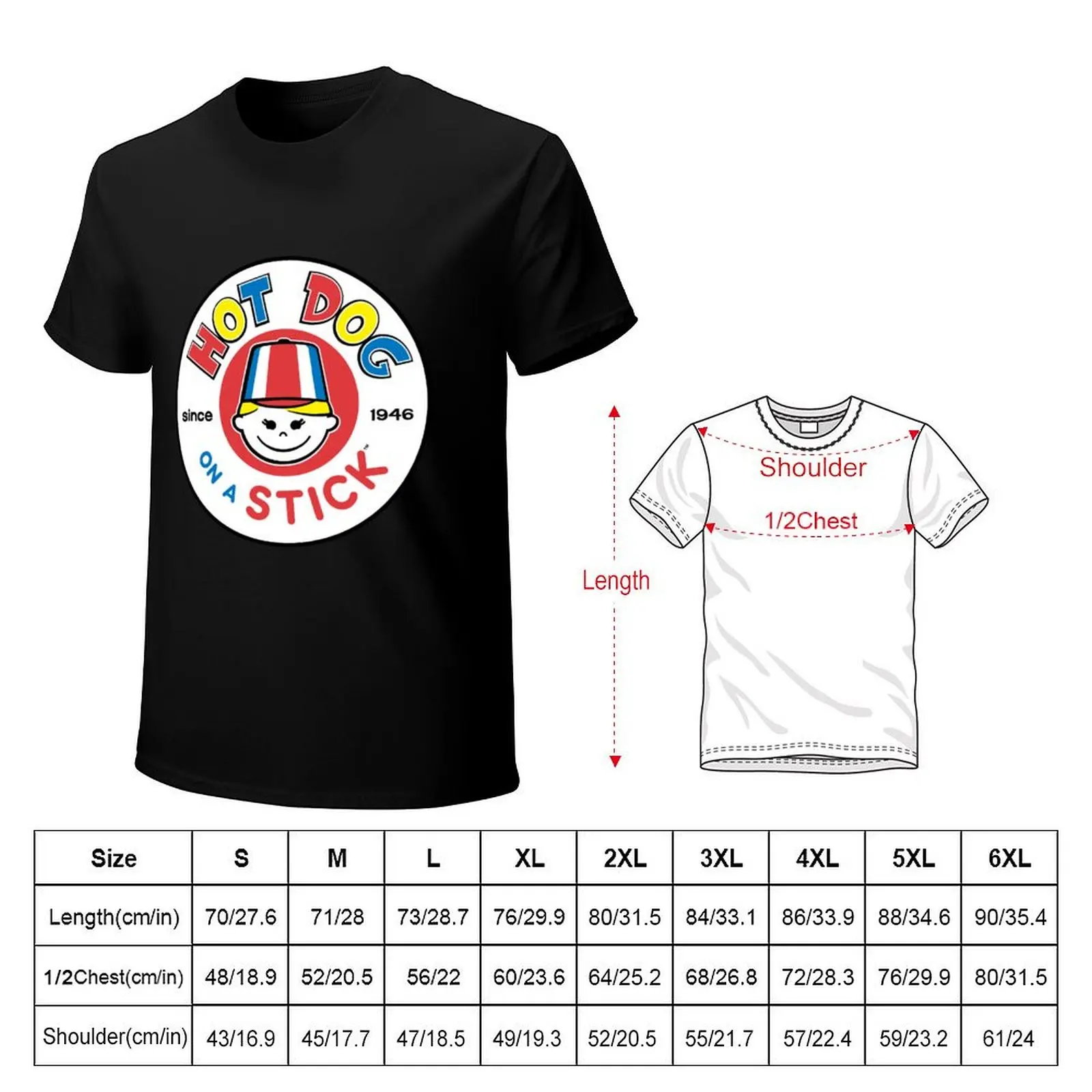 design hot dog on a stick restaurant logo T-Shirt Industrial Work Tee Shirt