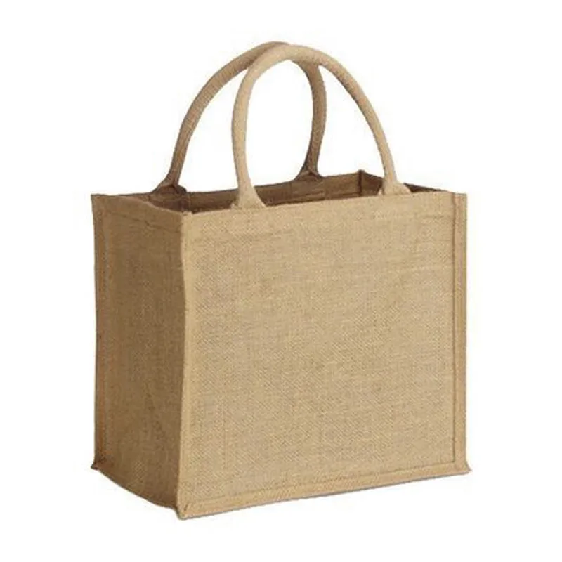 100pcs Blank Laminated Nature Jute Shopping Bag Custom Accept