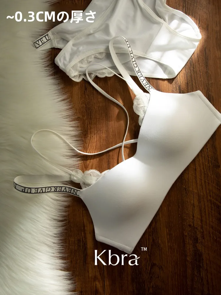 kbra-レーストリムギャザーワイヤレスブラジャー薄い夏用スタイルで脇の下の脂肪を平らにし、垂れ下がりを防ぎます若い女性に適しています